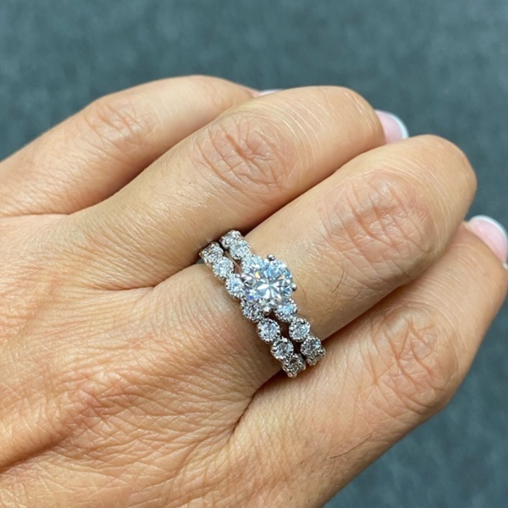 2pc set, Eternity Engagement Ring & Wedding Band 9